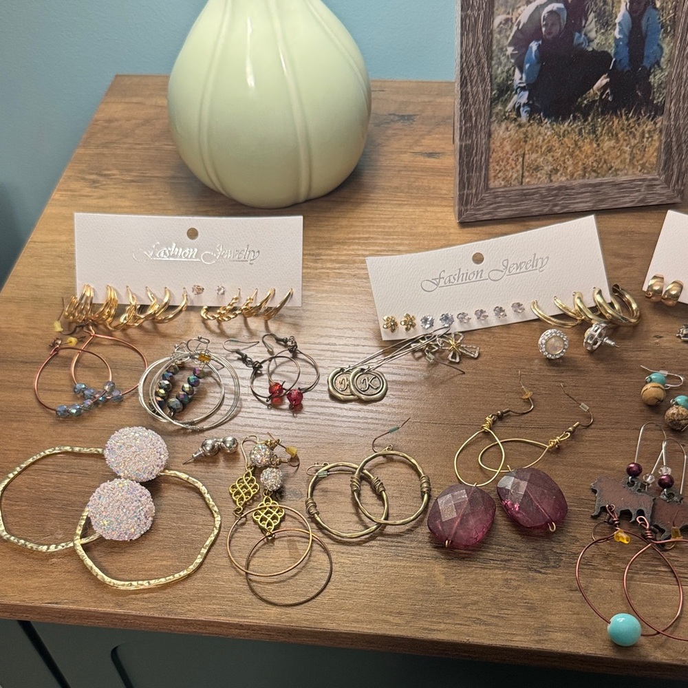 Fashion Jewelry Gold and Red Earring Collection